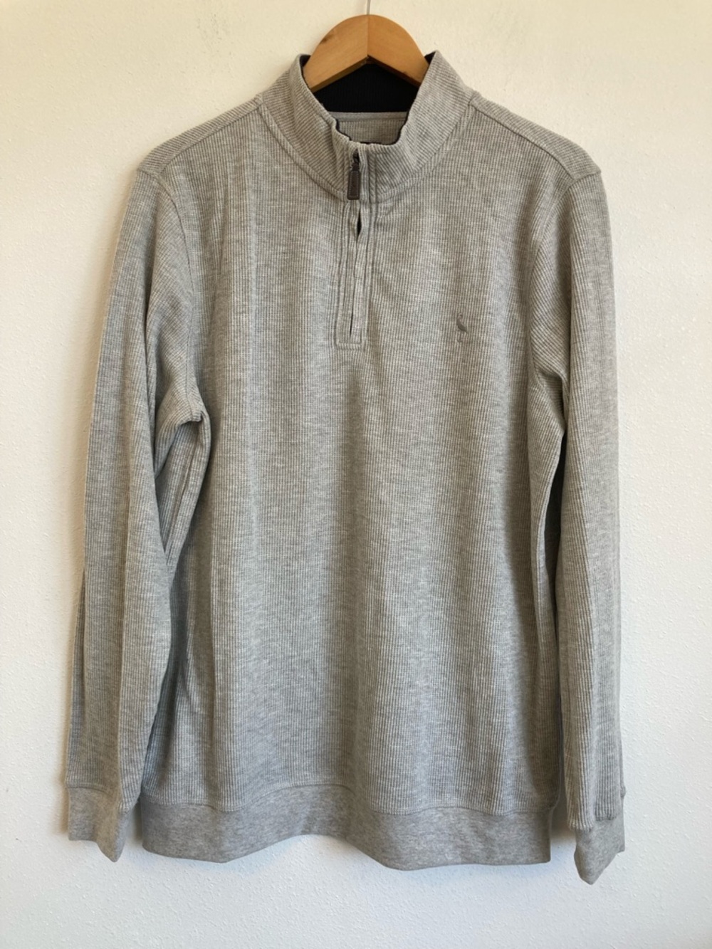 Tailorbyrd Waffle Knit Men's Light Gray Quarter-Zip Sweater Large